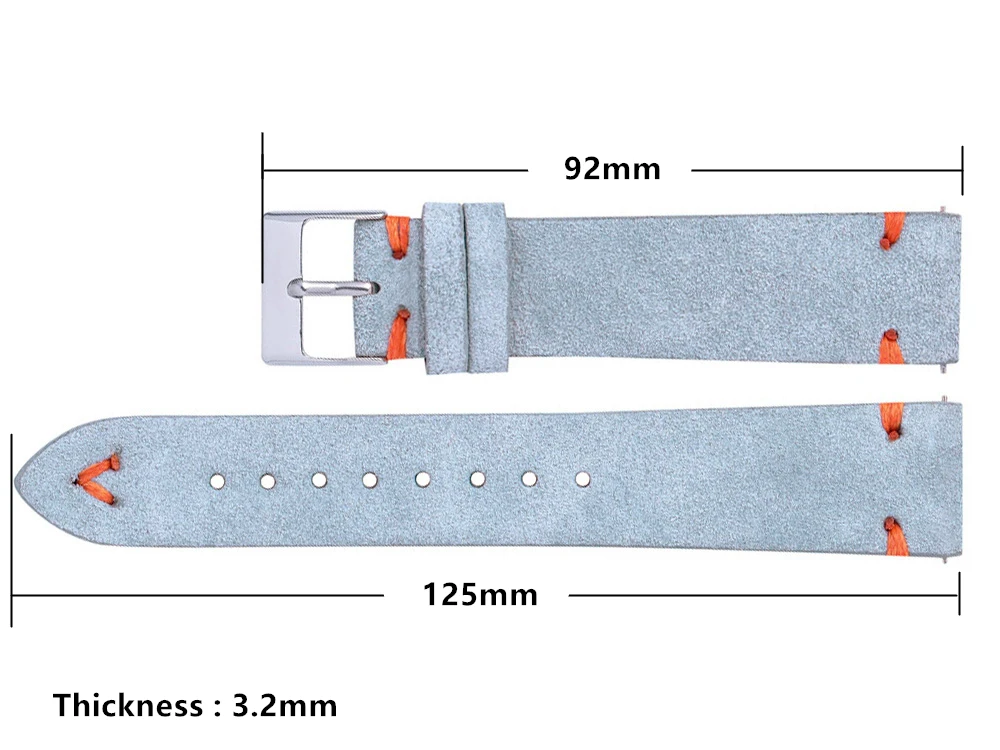 Suede Watch Straps 18mm 20mm Hand Stitched Beige Green Blue Suede Leather Watch Bands For Man Woman Quick Release Watch Bracelet