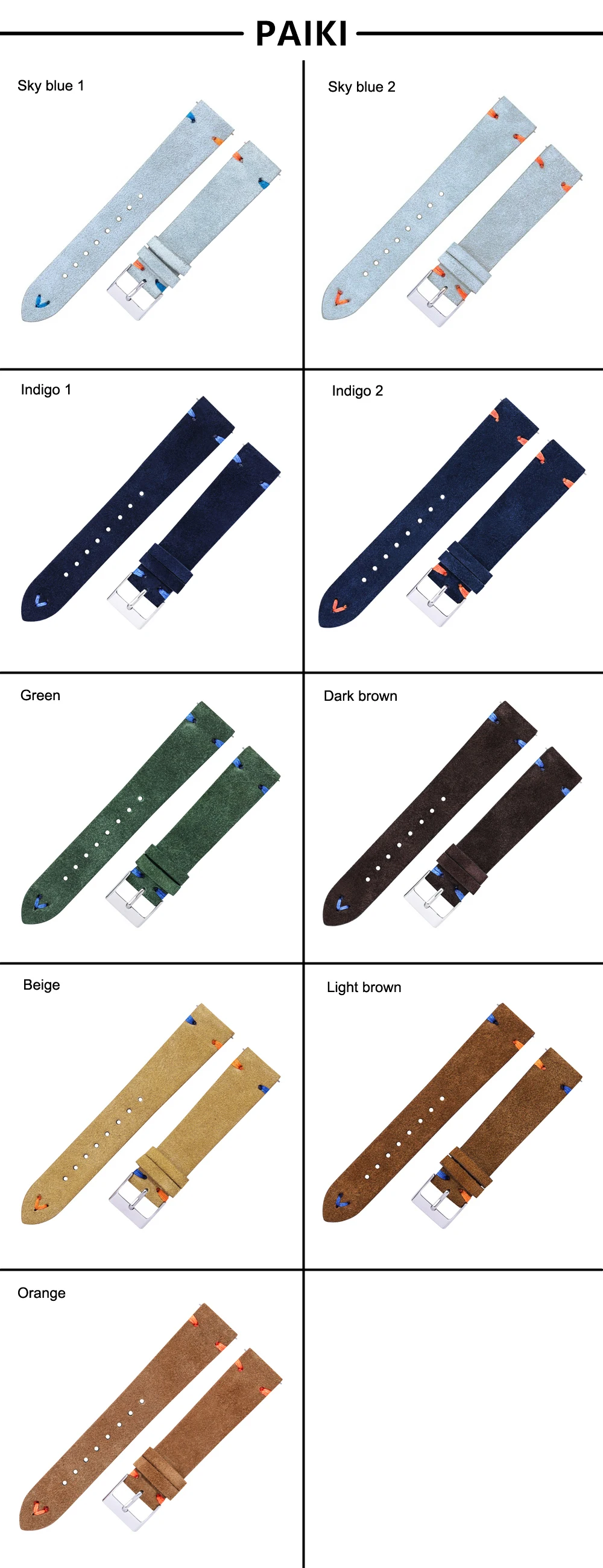 Suede Watch Straps 18mm 20mm Hand Stitched Beige Green Blue Suede Leather Watch Bands For Man Woman Quick Release Watch Bracelet