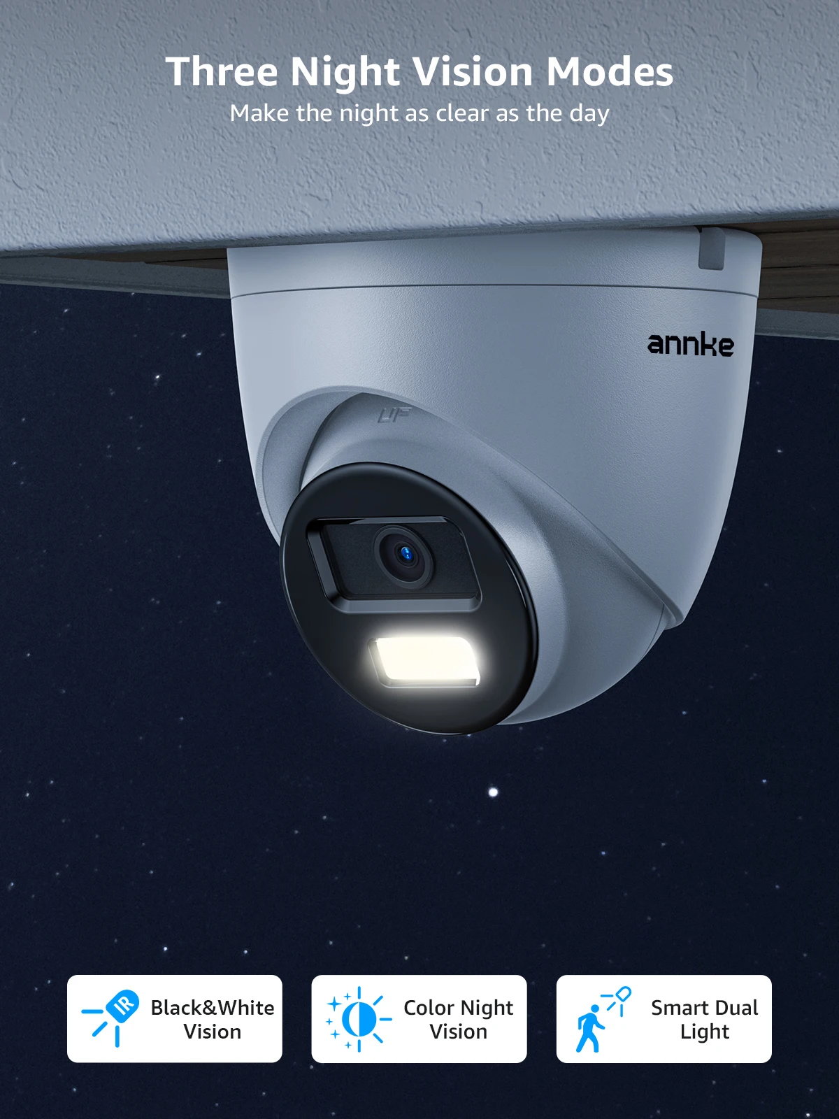 Annke 8MP HD IP Security Camera Poe 4K Dual Light Audio Fixed Camera Human Vehicle Detection 256G SD Storage ONVIF IP67