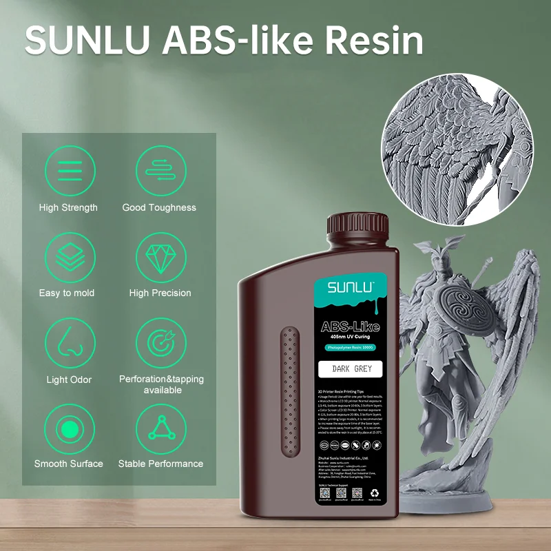 SUNLU UV Resin 405nm ABS-Like Photopolymer LCD Printer Liquid 2KG Can Drilled Processed Internal Threads Low Odor High Hardness