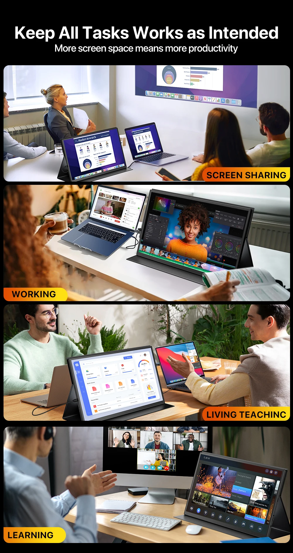 UPERFECT 18.5" TouchScreen Portable Monitor 120Hz FreeSync Gaming Display Extender USB C HDMI for PC Laptop Huawei Mobile Phone