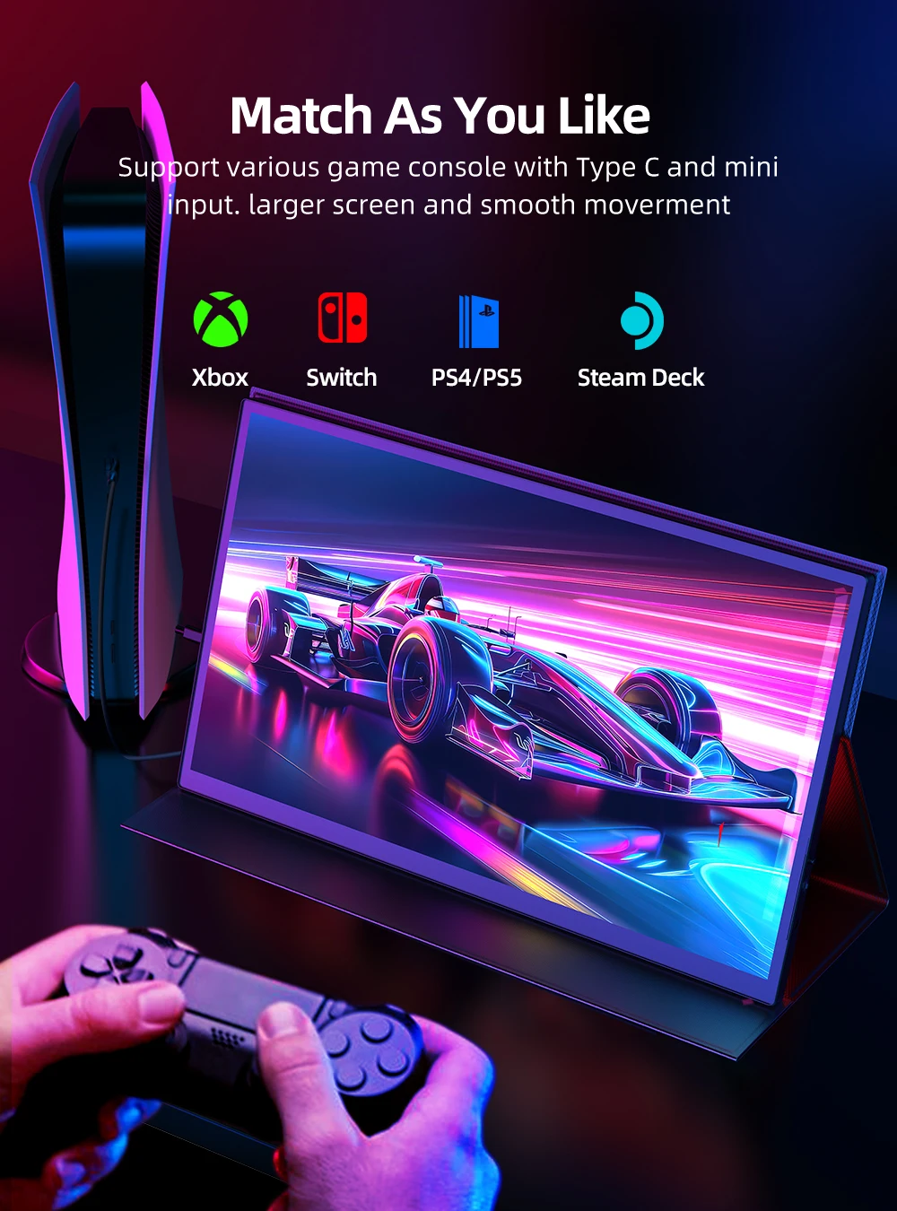 UPERFECT 18.5" TouchScreen Portable Monitor 120Hz FreeSync Gaming Display Extender USB C HDMI for PC Laptop Huawei Mobile Phone
