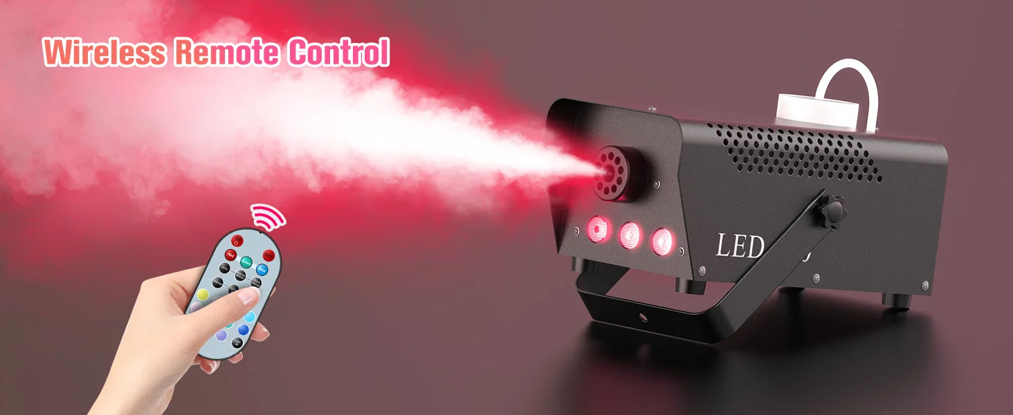 Gwong 500W RGB LED Colorful Smoke Machine LED Remote Fogger Ejector for Disco DJ Show Wedding Party Stage Light Effects Fog Machine