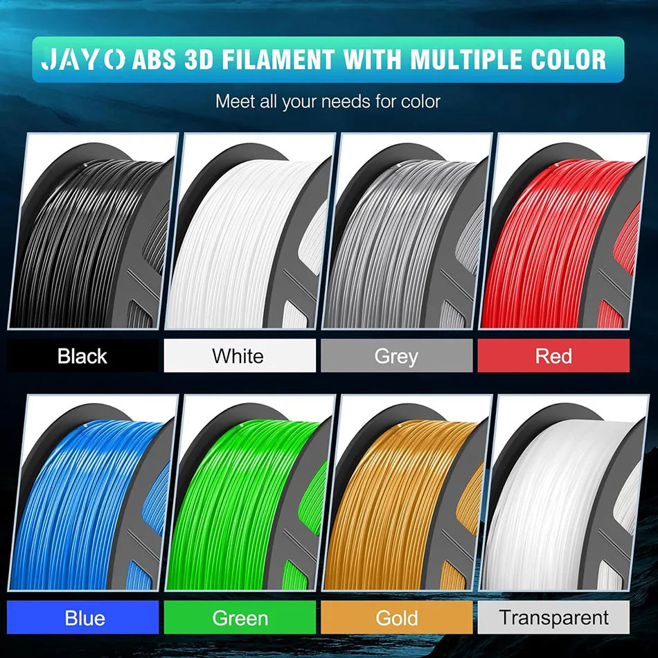JAYO ASA / ABS / Easy ABS Filament 1.75mm 1KG 3D Filament Low Printing Temperature ABS 3D Printer Filament Excellent Resistance