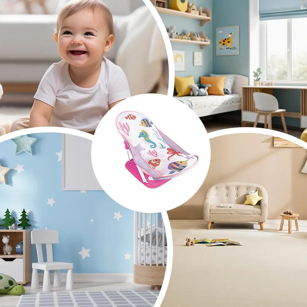 Foldable Toddler Bather Bathtub Foldable Toddler Bath Bather Seat Toddler Folding Shower Rack for Bathtub Counter Sink Bathroom