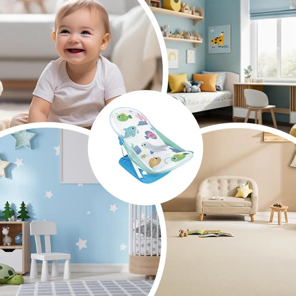 Foldable Toddler Bather Bathtub Foldable Toddler Bath Bather Seat Toddler Folding Shower Rack for Bathtub Counter Sink Bathroom
