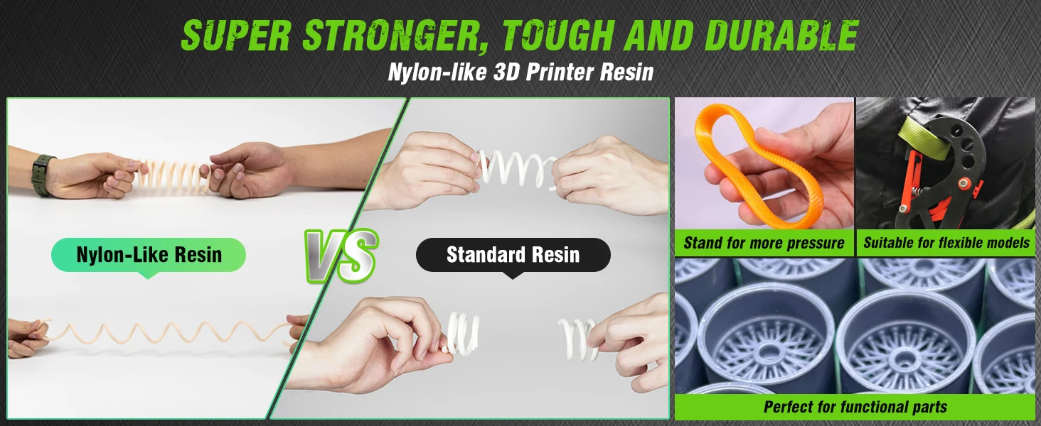 SUNLU 1KG Nylon-Like/Toughness 3D Resin 1000G/Bottle 405nm Rapid UV-Curing Photopolymer Resin for 4K/8K LCD/DLP/SLA 3D Printer