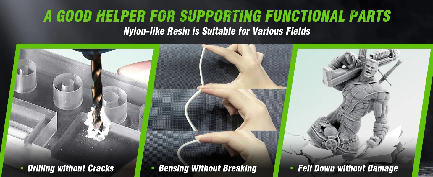 SUNLU 1KG Nylon-Like/Toughness 3D Resin 1000G/Bottle 405nm Rapid UV-Curing Photopolymer Resin for 4K/8K LCD/DLP/SLA 3D Printer