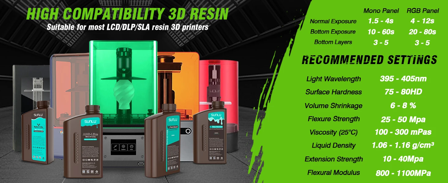 SUNLU 1KG Nylon-Like/Toughness 3D Resin 1000G/Bottle 405nm Rapid UV-Curing Photopolymer Resin for 4K/8K LCD/DLP/SLA 3D Printer