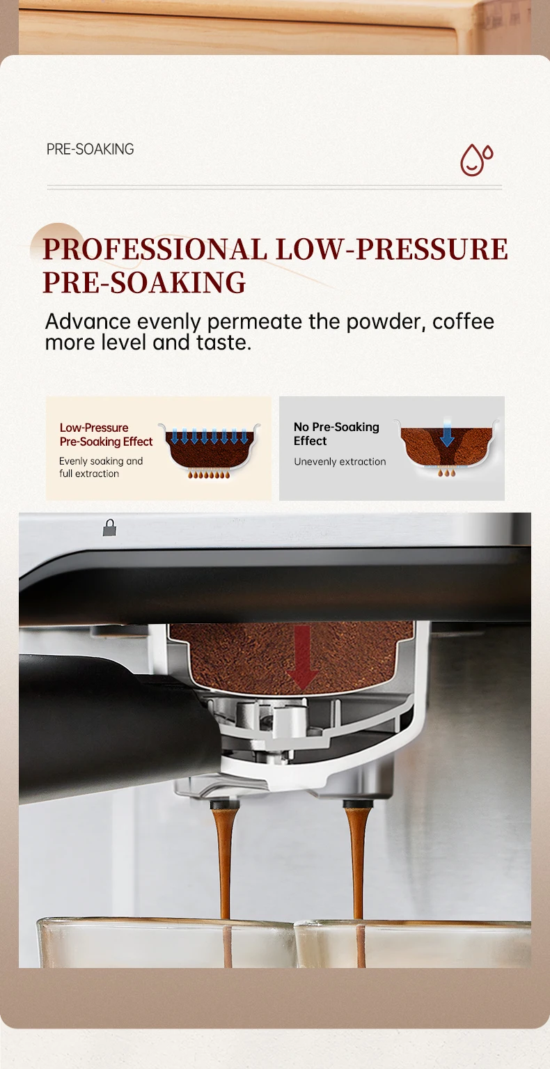 Cafelffe Espresso Coffee Machines Stainless Steel with Milk Frother Steam Wand Semi-Automatic Cappuccino Maker 20Bar Cafetera