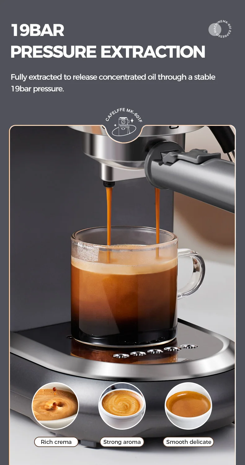 Cafelffe 4-in-1 Coffee Maker Hot/Cold Dolce Gusto&Nespresso Capsule ESE Pod Ground Cappuccino Espresso Machine Cafetera 19 Bar