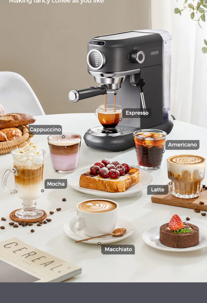 Cafelffe 4-in-1 Coffee Maker Hot/Cold Dolce Gusto&Nespresso Capsule ESE Pod Ground Cappuccino Espresso Machine Cafetera 19 Bar