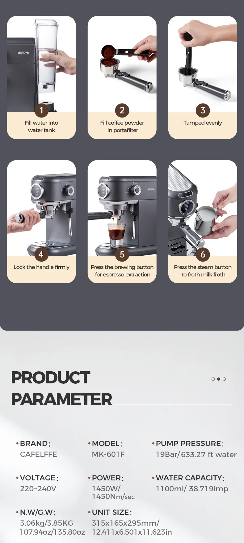 Cafelffe 4-in-1 Coffee Maker Hot/Cold Dolce Gusto&Nespresso Capsule ESE Pod Ground Cappuccino Espresso Machine Cafetera 19 Bar