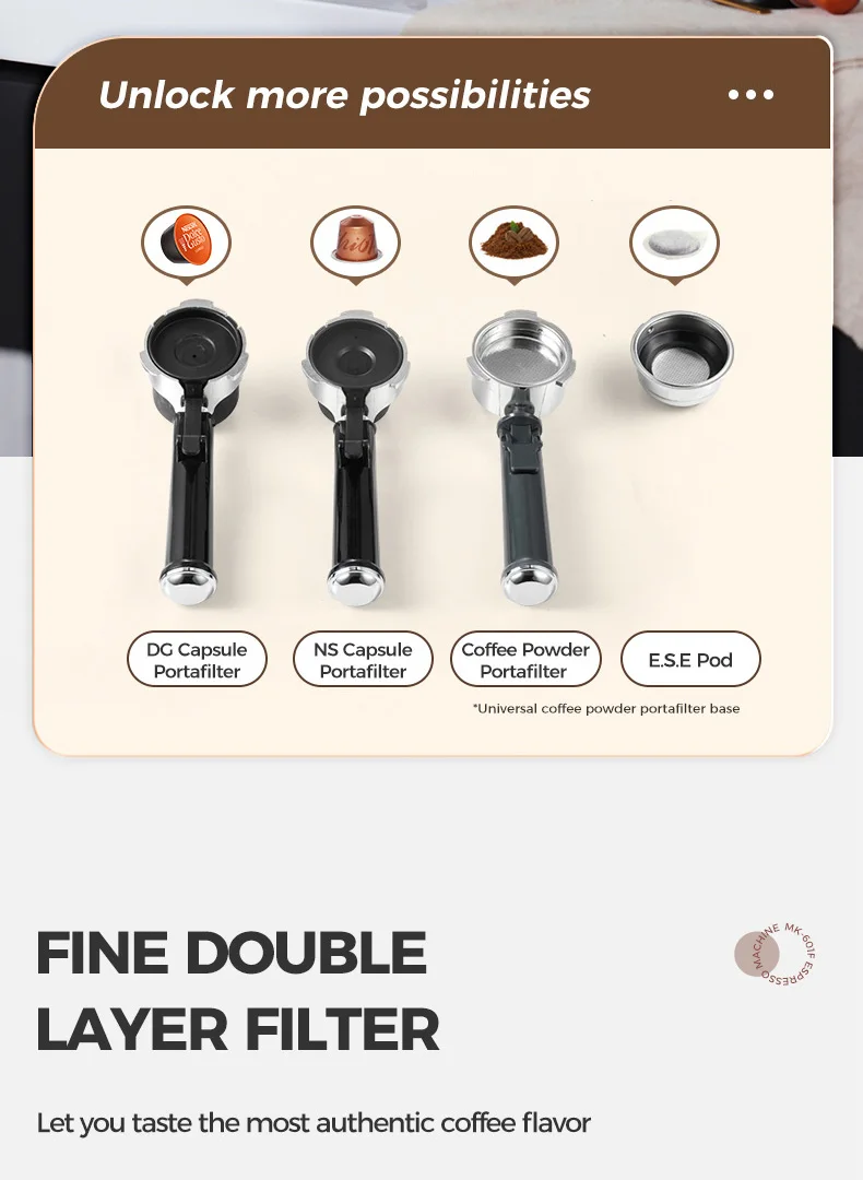 Cafelffe 4-in-1 Coffee Maker Hot/Cold Dolce Gusto&Nespresso Capsule ESE Pod Ground Cappuccino Espresso Machine Cafetera 19 Bar