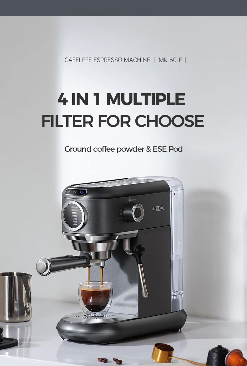 Cafelffe 4-in-1 Coffee Maker Hot/Cold Dolce Gusto&Nespresso Capsule ESE Pod Ground Cappuccino Espresso Machine Cafetera 19 Bar