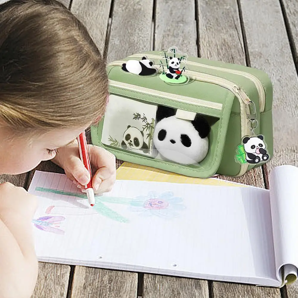 Pencil Case Cute Panda Pencil Case Large Capacity Animal Pencil Case Panda Stationery Case Pencil Pouch With Zipper for Pens