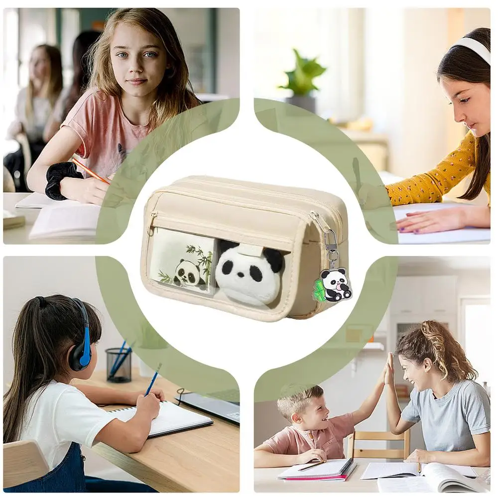 Pencil Case Cute Panda Pencil Case Large Capacity Animal Pencil Case Panda Stationery Case Pencil Pouch With Zipper for Pens