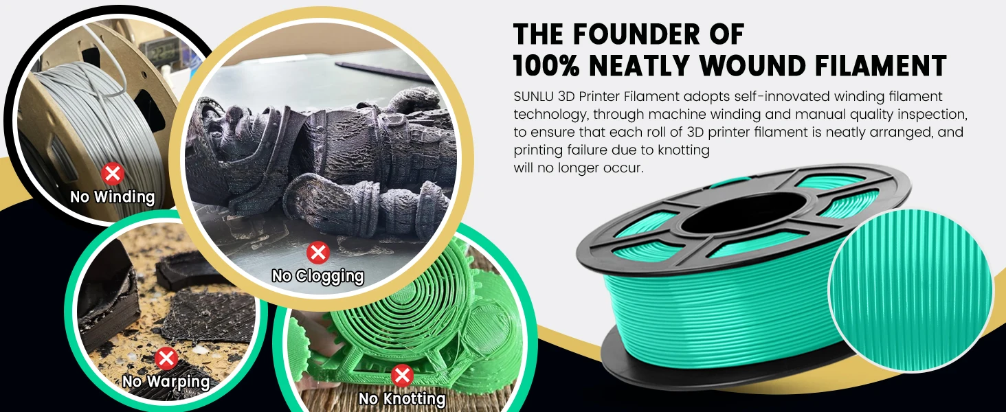 SUNLU 5KG Pla Plus 3D Filament PLA+ 1.75mm Neatly Wound Good Toughness Colorful Printer Filaments for FDM 3D Printing Materials