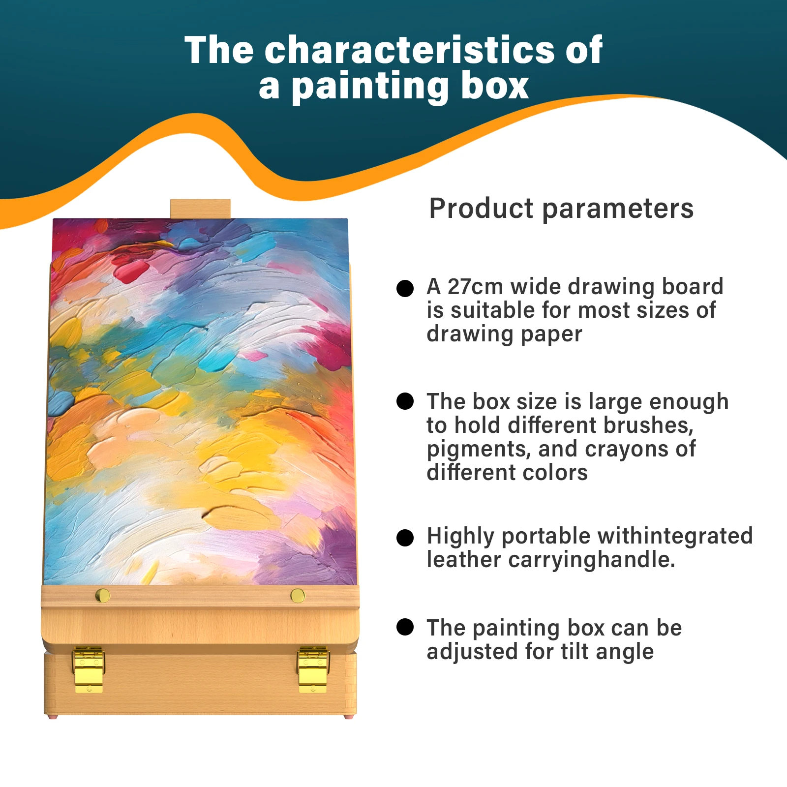 Wooden Table Easel Box,Portable Folding Artist Drawing & Sketching Board for Adults, Beginners, Artists Painting