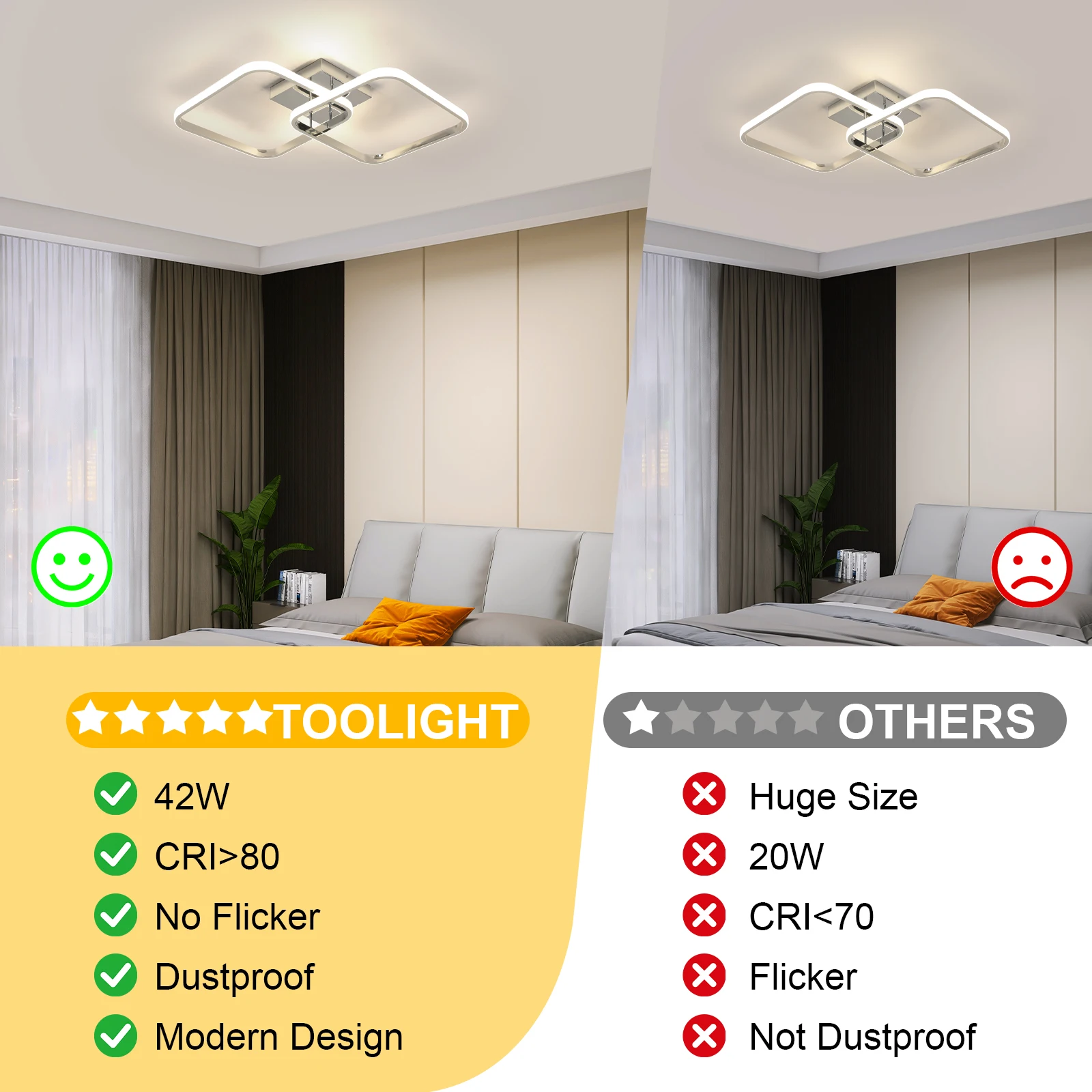 Ceiling Light Modern LED Black Double Ring Ceiling Lamp Natrual Light 4000K Lighting Fixtures for Bedroom Kitchen Living Room St
