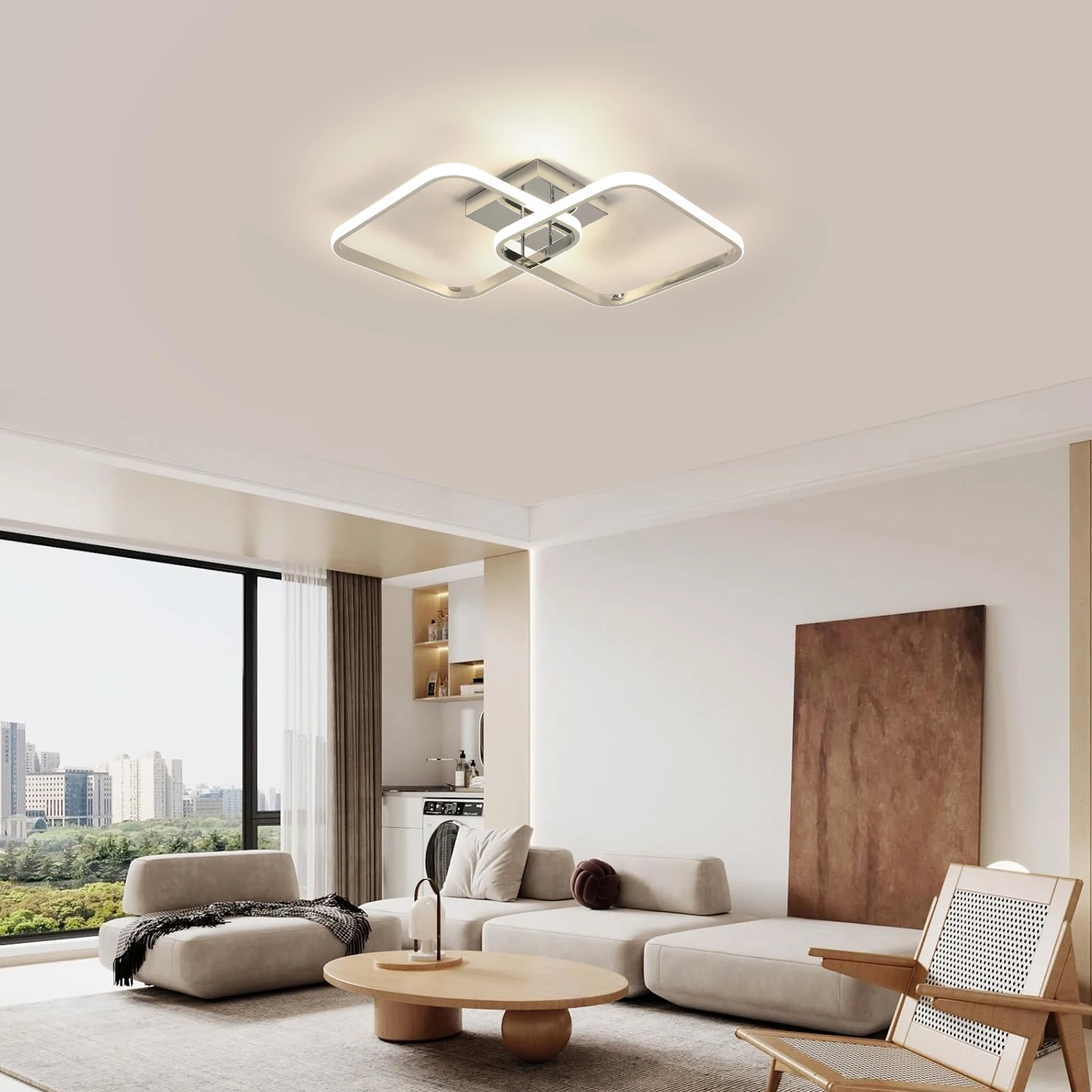 Ceiling Light Modern LED Black Double Ring Ceiling Lamp Natrual Light 4000K Lighting Fixtures for Bedroom Kitchen Living Room St