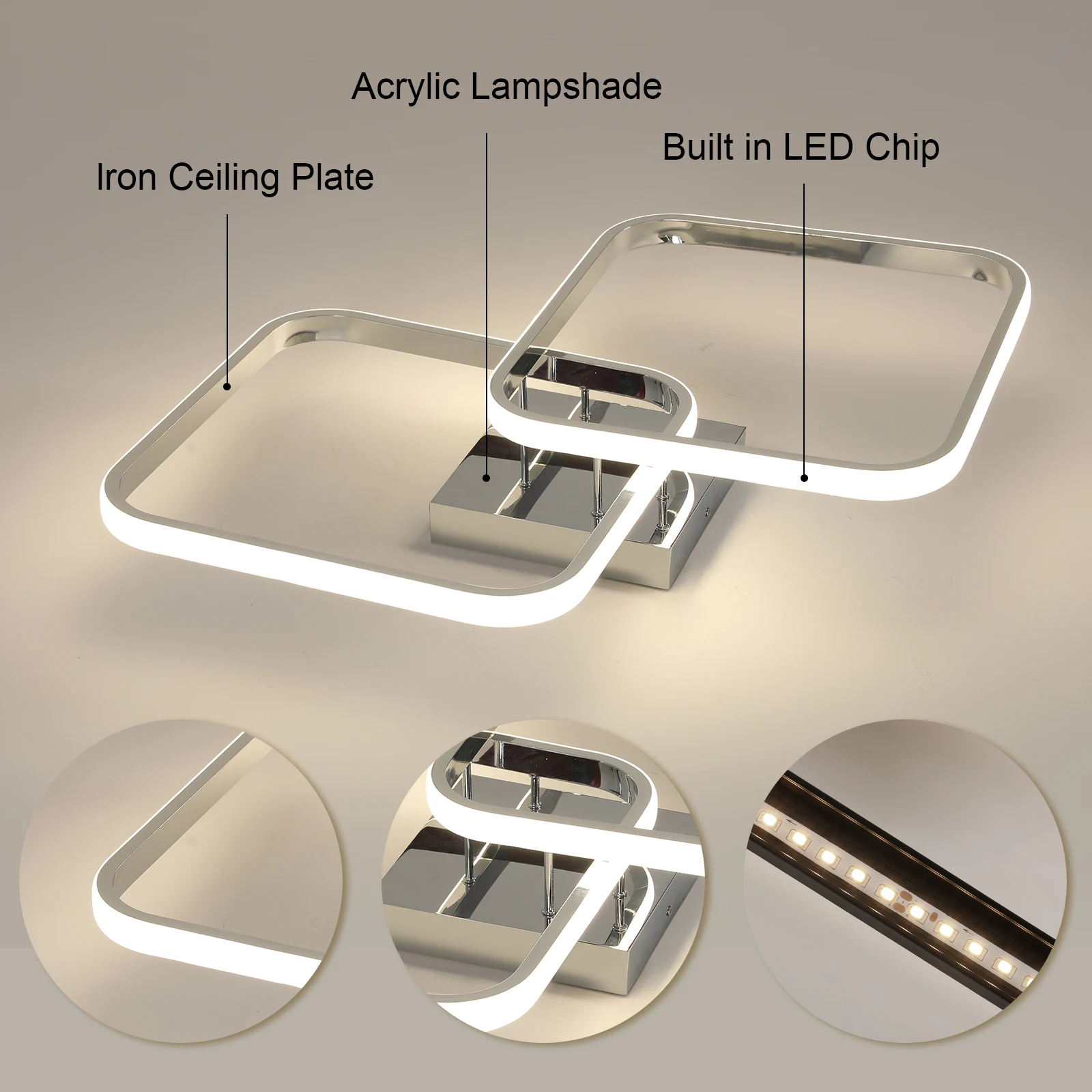 Ceiling Light Modern LED Black Double Ring Ceiling Lamp Natrual Light 4000K Lighting Fixtures for Bedroom Kitchen Living Room St