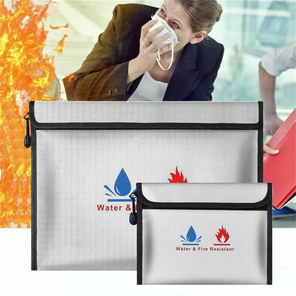 Fireproof Document Bag Waterproof Document Holder With Zipper Cash Holder 2X Envelope Containers For Documents And Valuables