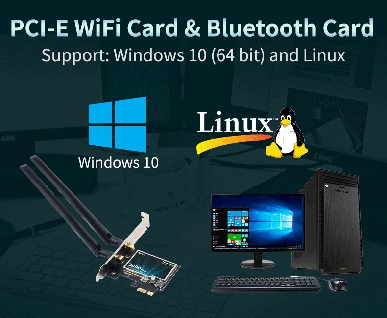 2974Mbps WiFi6 AX200 PCIE WiFi Card Adapter Bluetooth5.2 Dual Band 2.4G/5Ghz 802.11AX Wireless Adapter For Pc Desktop Windows 10