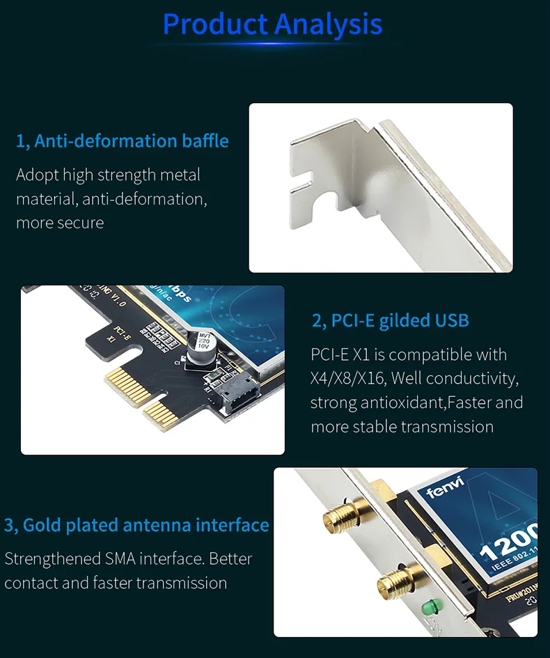 2974Mbps WiFi6 AX200 PCIE WiFi Card Adapter Bluetooth5.2 Dual Band 2.4G/5Ghz 802.11AX Wireless Adapter For Pc Desktop Windows 10