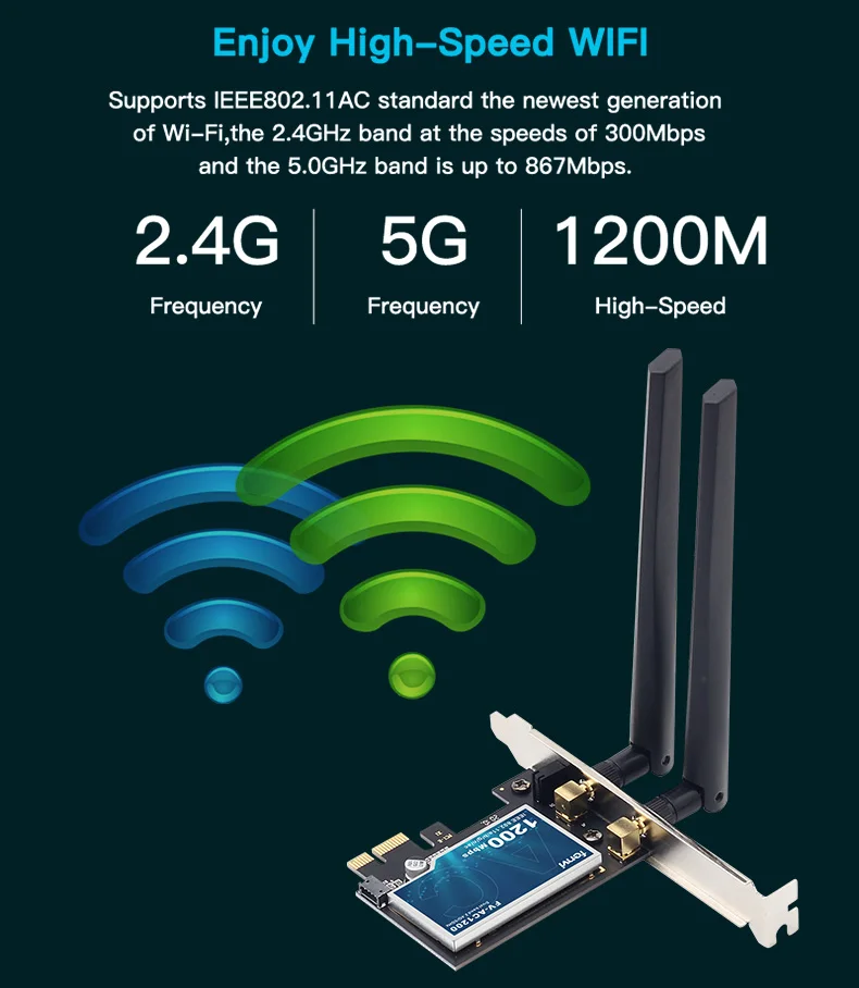 2974Mbps WiFi6 AX200 PCIE WiFi Card Adapter Bluetooth5.2 Dual Band 2.4G/5Ghz 802.11AX Wireless Adapter For Pc Desktop Windows 10