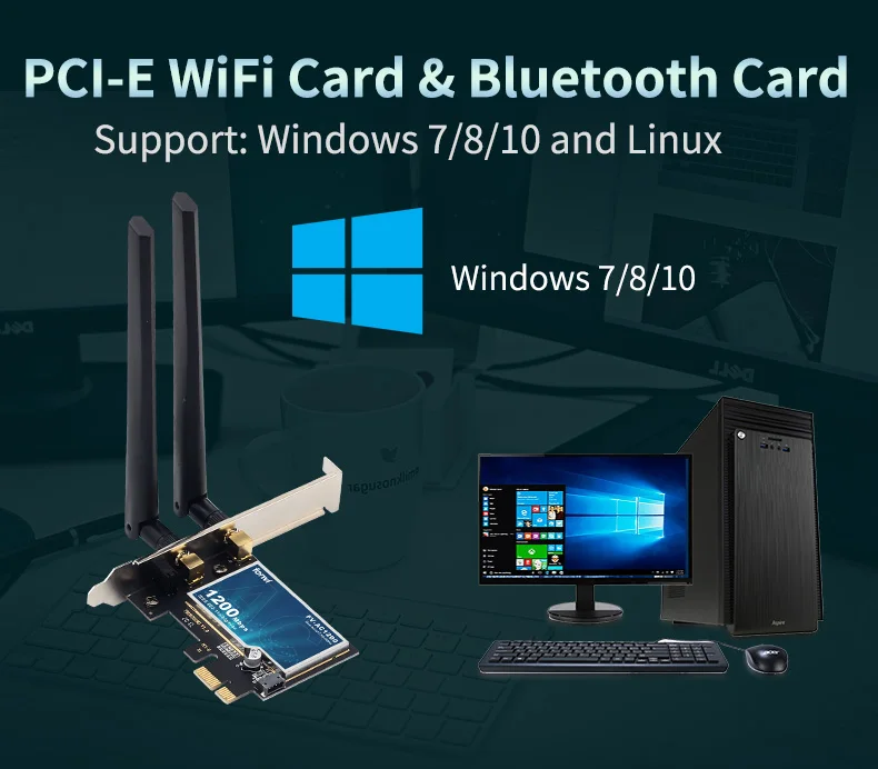 2974Mbps WiFi6 AX200 PCIE WiFi Card Adapter Bluetooth5.2 Dual Band 2.4G/5Ghz 802.11AX Wireless Adapter For Pc Desktop Windows 10
