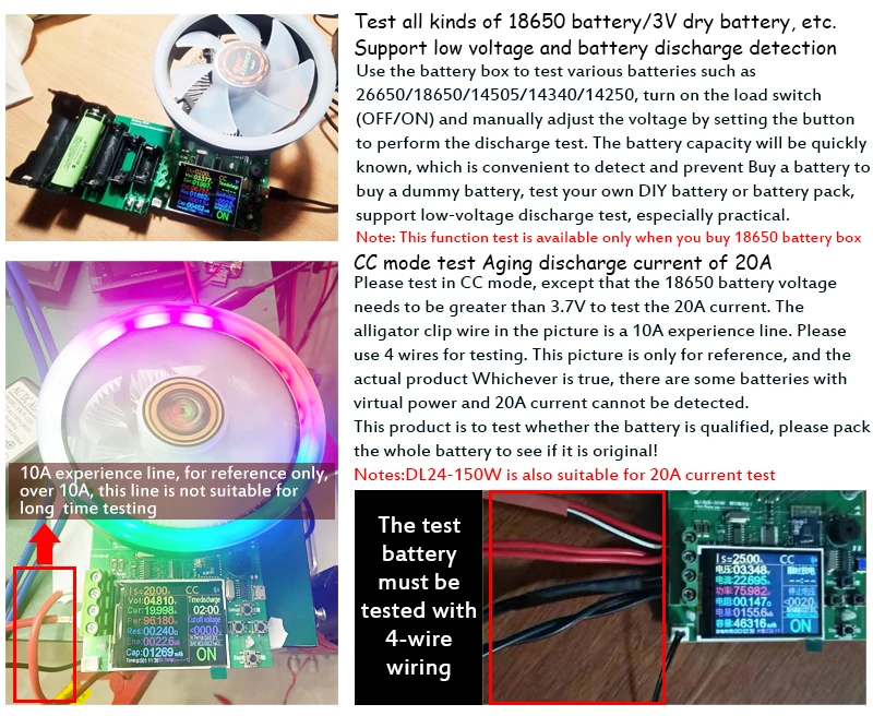 DL24/P Color 2.4' DC USB Tester Electronic Load Lithium Battery Capacity Monitor Discharge Charge Power Meter Supply Checker APP