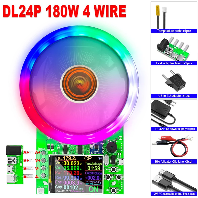 DL24/P Color 2.4' DC USB Tester Electronic Load Lithium Battery Capacity Monitor Discharge Charge Power Meter Supply Checker APP