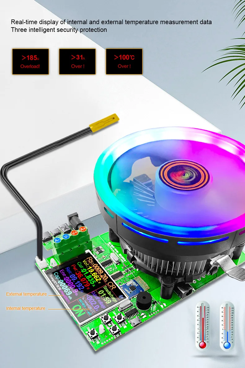 DL24/P Color 2.4' DC USB Tester Electronic Load Lithium Battery Capacity Monitor Discharge Charge Power Meter Supply Checker APP