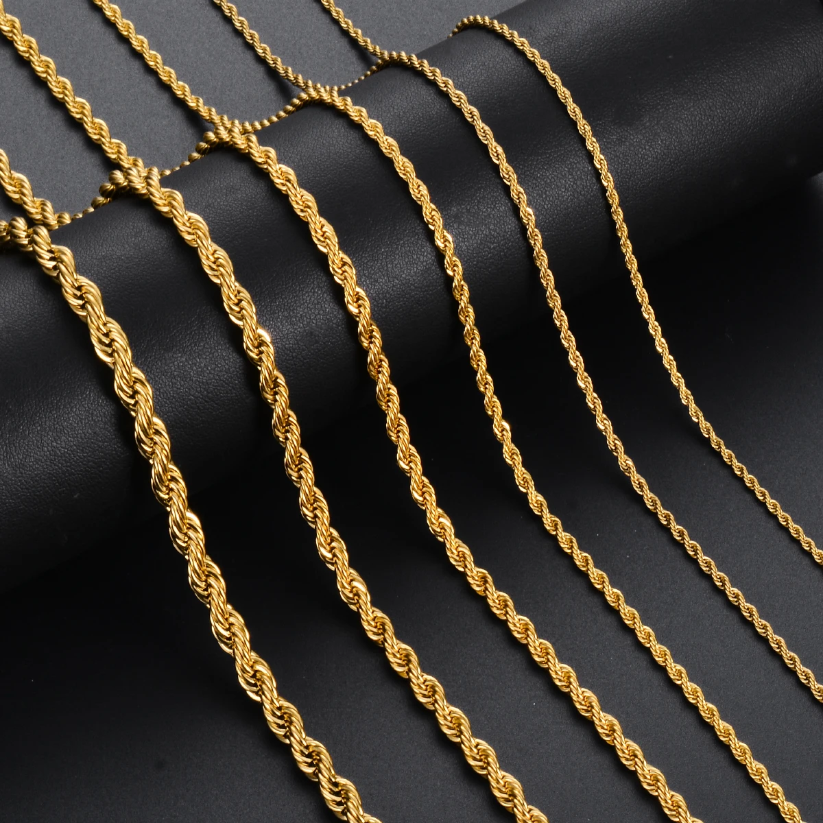 1 Piece Gold Color Width 2mm/2.5mm/3mm/4mm/5mm/6mm Rope Chain Necklace/Bracelet For Men Women Stainless Steel Chain Necklace