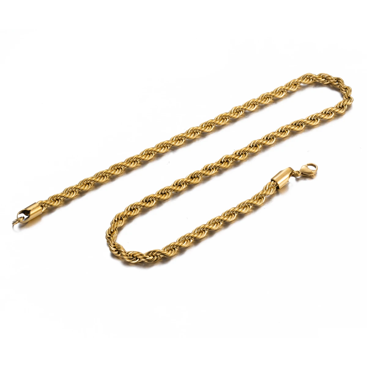 1 Piece Gold Color Width 2mm/2.5mm/3mm/4mm/5mm/6mm Rope Chain Necklace/Bracelet For Men Women Stainless Steel Chain Necklace