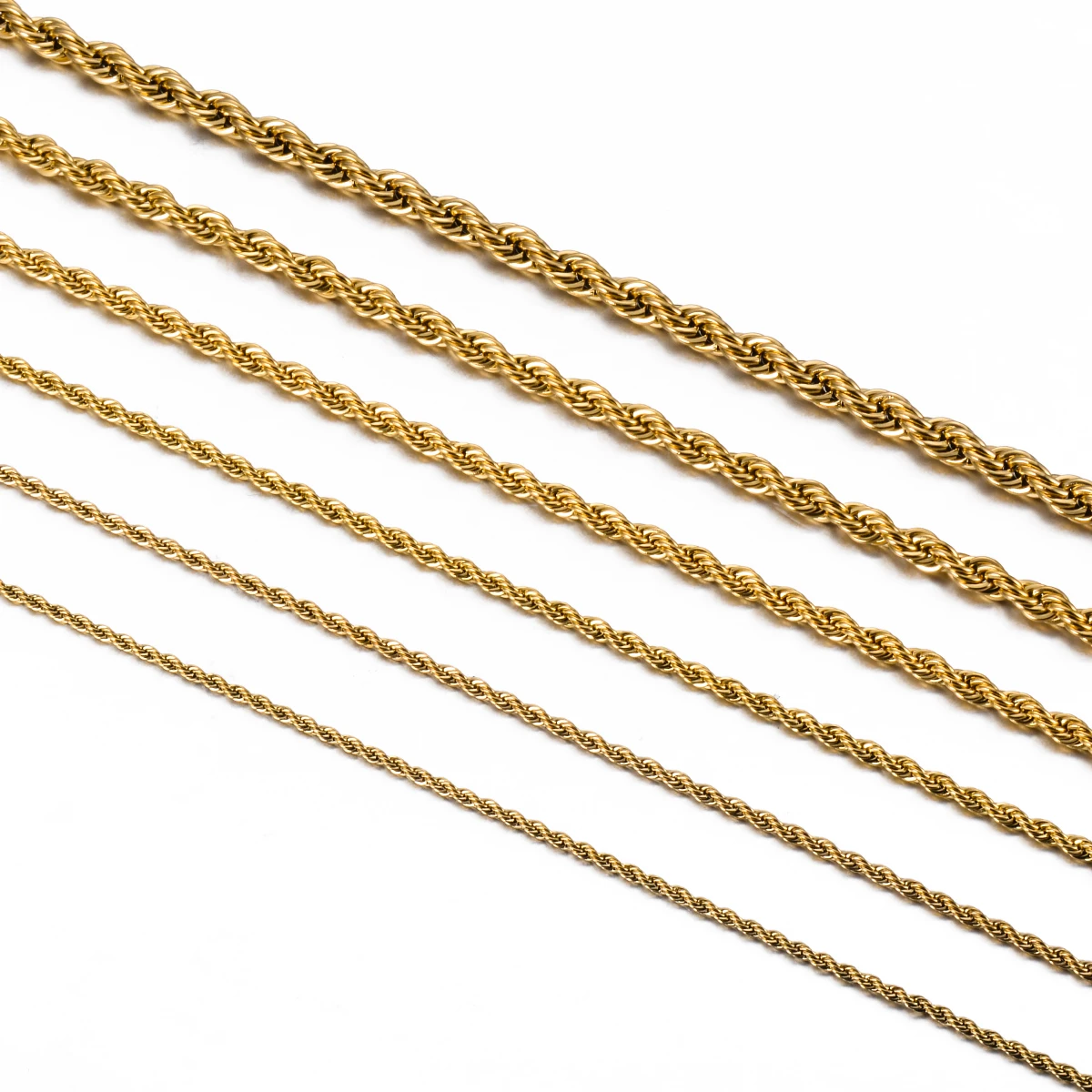1 Piece Gold Color Width 2mm/2.5mm/3mm/4mm/5mm/6mm Rope Chain Necklace/Bracelet For Men Women Stainless Steel Chain Necklace