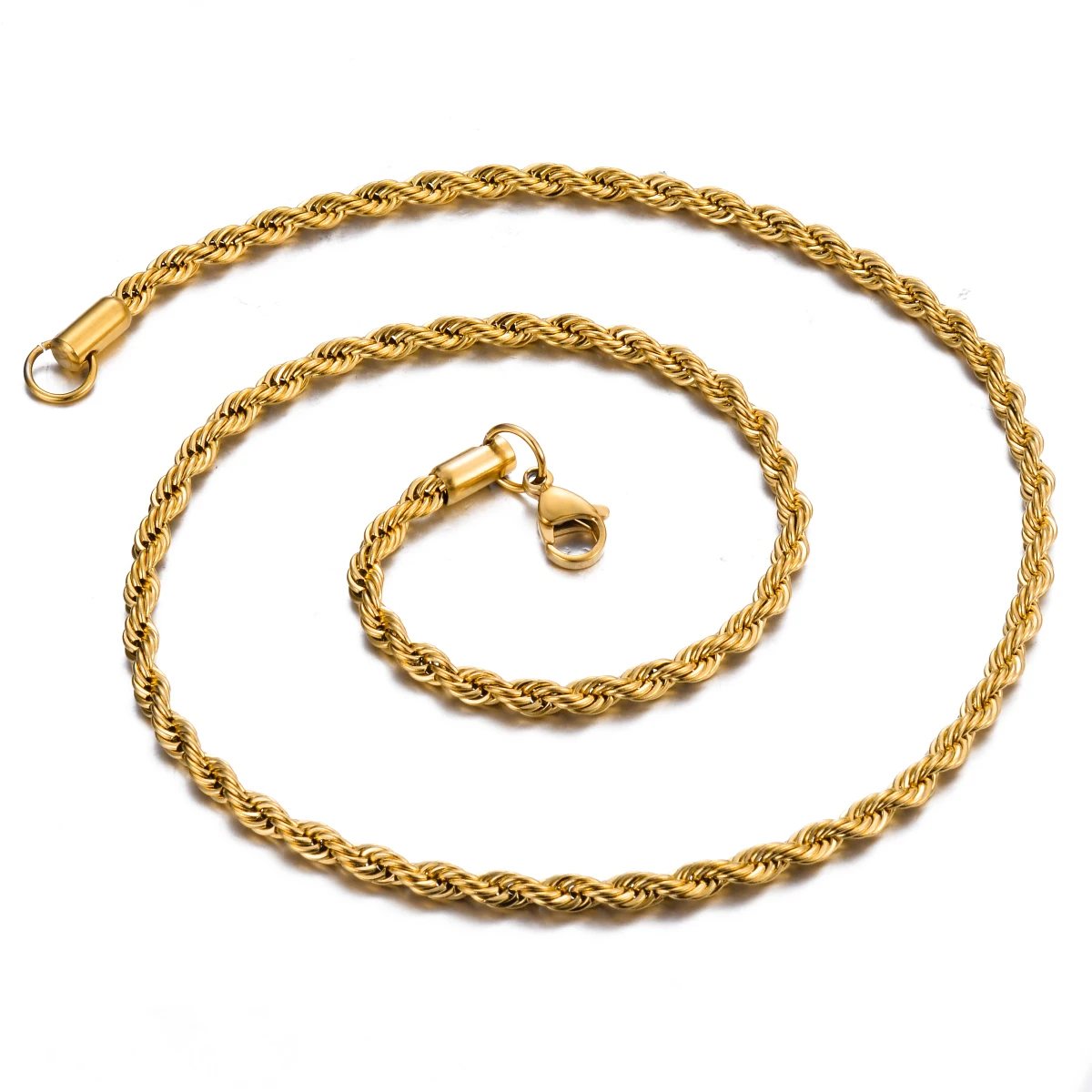 1 Piece Gold Color Width 2mm/2.5mm/3mm/4mm/5mm/6mm Rope Chain Necklace/Bracelet For Men Women Stainless Steel Chain Necklace