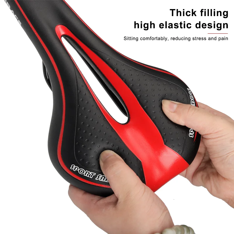 Bike Saddle Silicone Cushion Cycling Seat PU Leather Surface Silica Filled Gel TimeTrial Comfortable Shockproof Bicycle Saddle
