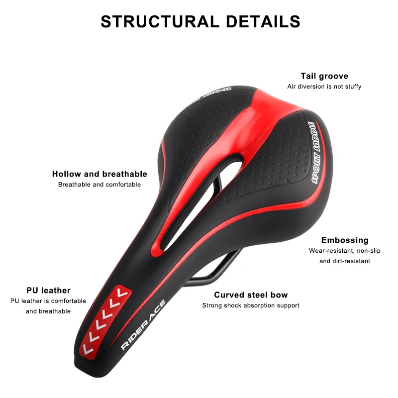 Bike Saddle Silicone Cushion Cycling Seat PU Leather Surface Silica Filled Gel TimeTrial Comfortable Shockproof Bicycle Saddle