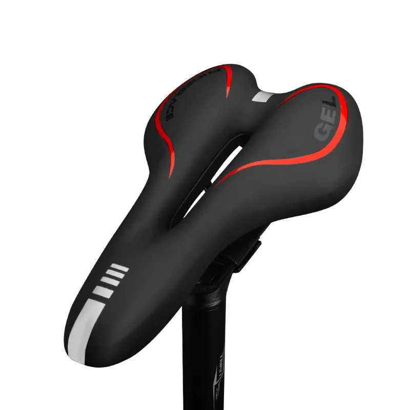 Bike Saddle Silicone Cushion Cycling Seat PU Leather Surface Silica Filled Gel TimeTrial Comfortable Shockproof Bicycle Saddle