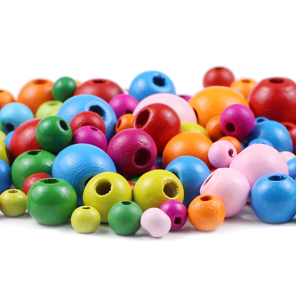 6~500pcs Multicolor Spacer Wood Beads 4/6/8mm Round Wooden Beads for Jewelry Making Baby Rattle Pacifier Beading Findings