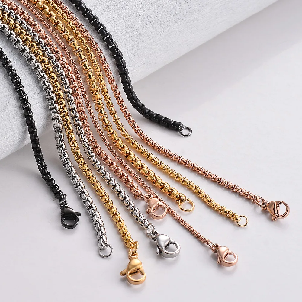 1 Piece Stainless Steel Pearl Necklace Chain Figaro Chain Necklace for Pendant Men Women Necklace Jewelry Accessories