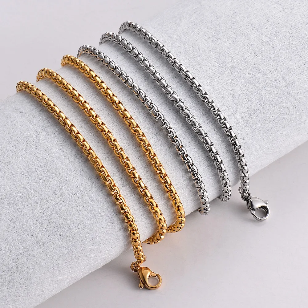 1 Piece Stainless Steel Pearl Necklace Chain Figaro Chain Necklace for Pendant Men Women Necklace Jewelry Accessories