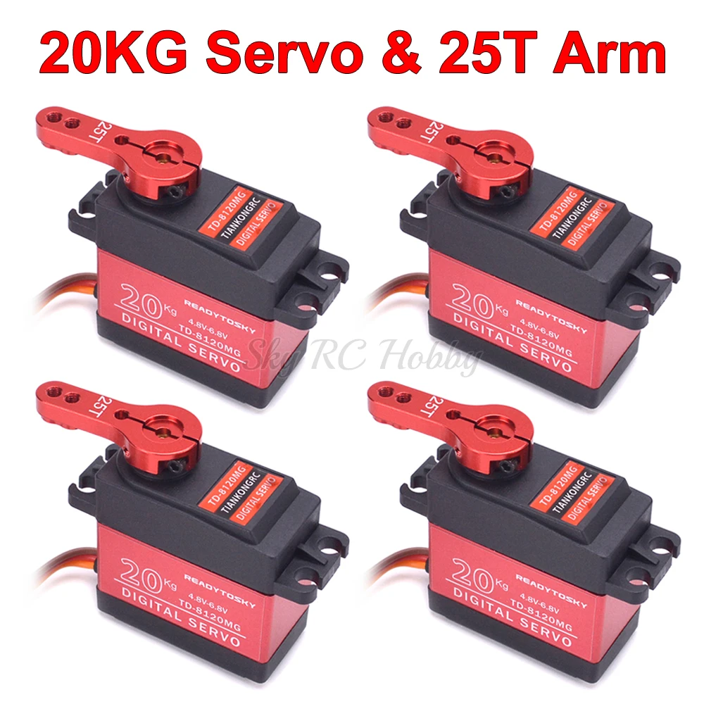 Waterproof 20KG 25KG 30kg 35kg 40KG 60KG Servos 180 270 360 Degree Large Torque Digital Servo Metal Gears 25T Arm For RC Car