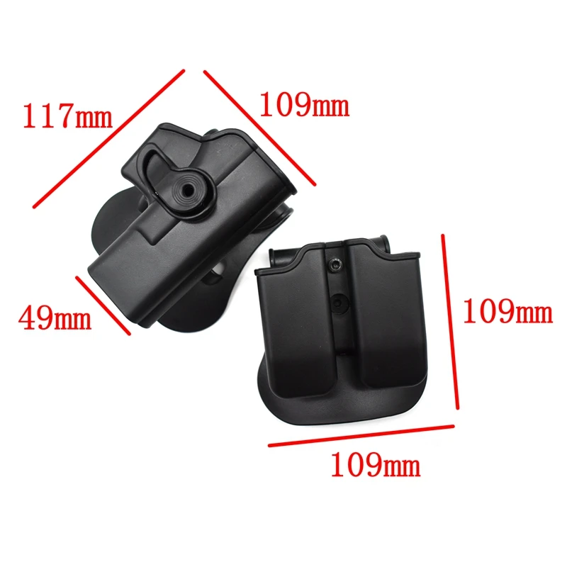 IMI Gun Holster Defense Retention Tactical Gun Holster for GL 17 Gen 1-4 9mm Double Magazine Pouch