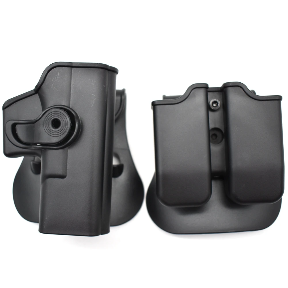 IMI Gun Holster Defense Retention Tactical Gun Holster for GL 17 Gen 1-4 9mm Double Magazine Pouch