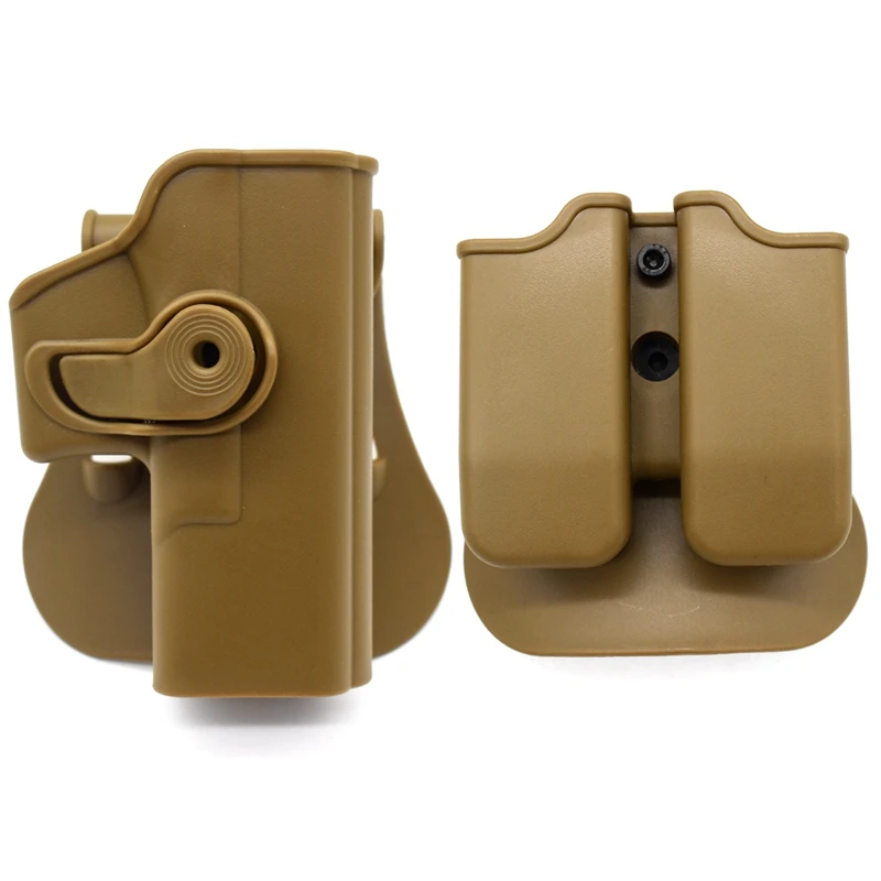 IMI Gun Holster Defense Retention Tactical Gun Holster for GL 17 Gen 1-4 9mm Double Magazine Pouch