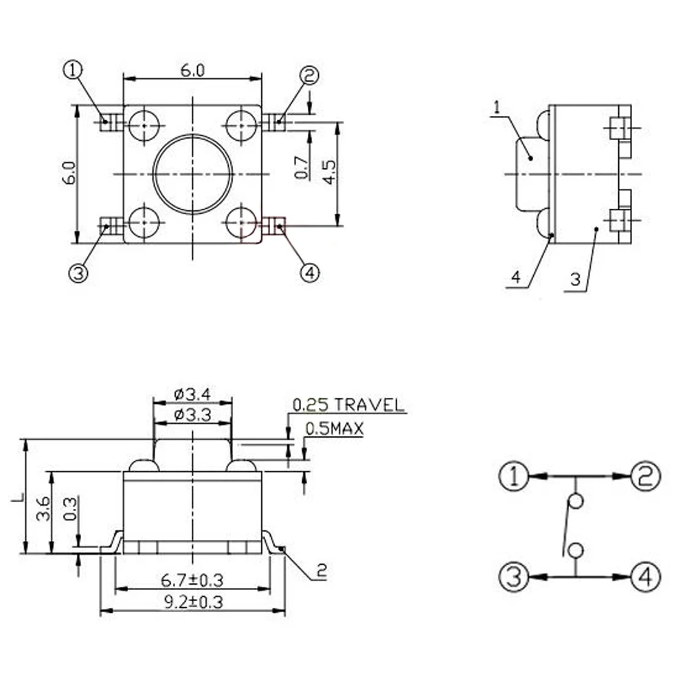 100 PCS 10 Models 6*6 Tact Switch Tactile Push Button Switch Kit Height: 4.1 5~12MM DIP 4P Micro Switch 6x6 Key Switch