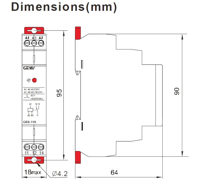 GEYA GR8-208 Auxiliary Relay Intermediate Switch 8A 2SPDT 12V 24V 48V 110V 220V RELAYS Din Rail Module
